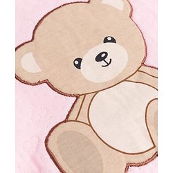 Babyhug Knit Full Sleeves Hooded Winter Wear Romper With Teddy Bear Patch - Pink