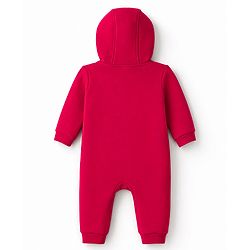 Babyhug Knit Full Sleeves Hooded Winter Wear Romper With Teddy Bear Embroidery - Red