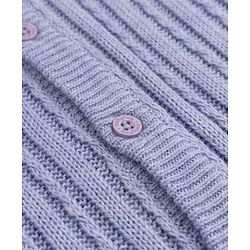 Babyhug Knit Full Sleeves Hooded Winter Wear Romper With Cable Knit Design - Light Blue