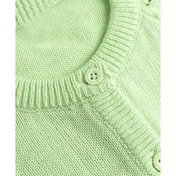 Babyhug Knit Full Raglan Sleeves Embroidered Front Open Sweater - Light Green