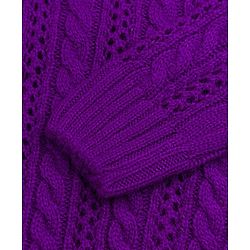 Babyhug Knit Full Sleeves Pullover Sweater With Cable Knit Design - Purple