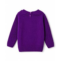 Babyhug Knit Full Sleeves Pullover Sweater With Cable Knit Design - Purple