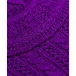 Babyhug Knit Full Sleeves Pullover Sweater With Cable Knit Design - Purple