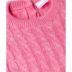 Babyhug Sweater-knit Full Sleeves Woollen Dress With Cable Sweater-knit Design - Fuchsia