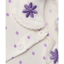 Babyhug 100% Cotton Single Jersey Knit Full Sleeves Top & Leggings Set With Floral Embroidery & Polka Dots Print - Lavender