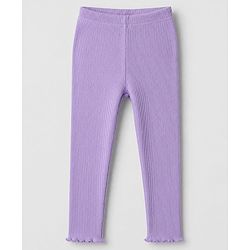 Babyhug 100% Cotton Single Jersey Knit Full Sleeves Top & Leggings Set With Floral Embroidery & Polka Dots Print - Lavender