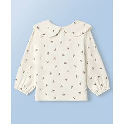 Babyhug 100% Cotton Single Jersey Knit Full Sleeves Floral Printed Top & Leggings - Cream