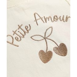 Babyhug 100% Cotton Single Jersey Knit Full Sleeves Cherry Embroidered Top & Pants Set - White & Maroon