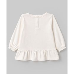 Babyhug 100% Cotton Single Jersey Knit Full Sleeves Top & Leggings Set With Text Print & Bow Applique - White