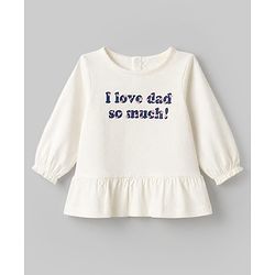 Babyhug 100% Cotton Single Jersey Knit Full Sleeves Top & Leggings Set With Text Print & Bow Applique - White