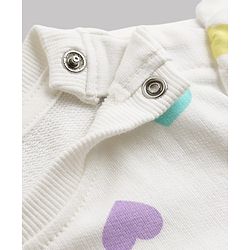 Babyhug 100% Cotton Single Jersey Knit Full Sleeves Heart Printed Top and Leggings - White & Lilac