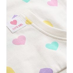 Babyhug 100% Cotton Single Jersey Knit Full Sleeves Heart Printed Top and Leggings - White & Lilac