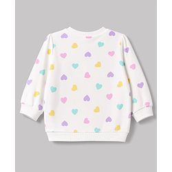 Babyhug 100% Cotton Single Jersey Knit Full Sleeves Heart Printed Top and Leggings - White & Lilac