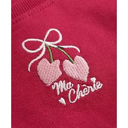 Babyhug 100% Cotton Knit Full Sleeves Heart Embroidered Top & Leggings Set With Heart Print - Maroon