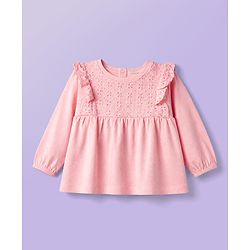 Babyhug Single Jersey Knit Full Sleeves Top & Floral Printed Leggings Set - Pink