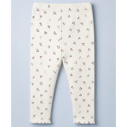 Babyhug 100% Cotton Single Jersey Knit Full Sleeves Top and Leggings Set With Floral Embroidery - Light Green