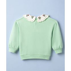 Babyhug 100% Cotton Single Jersey Knit Full Sleeves Top and Leggings Set With Floral Embroidery - Light Green