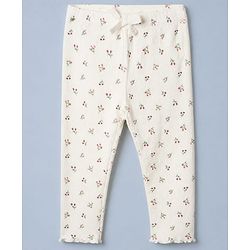 Babyhug 100% Cotton Single Jersey Knit Full Sleeves Top and Leggings Set With Floral Embroidery - Light Green