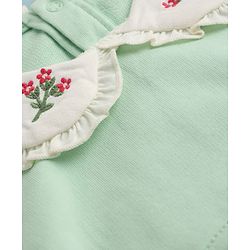 Babyhug 100% Cotton Single Jersey Knit Full Sleeves Top and Leggings Set With Floral Embroidery - Light Green