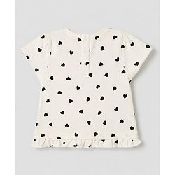 Babyhug 100% Cotton Single Jersey Half Sleeves Top and Leggings with Full Length, Sweet Girl Sequins and Hearts Print - White