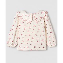 Babyhug 100% Cotton Knit Single Jersey Full Sleeves Top and Leggings with Full Length and Floral Print in White & Pink