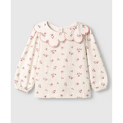 Babyhug 100% Cotton Knit Single Jersey Full Sleeves Top and Leggings with Full Length and Floral Print in White & Pink