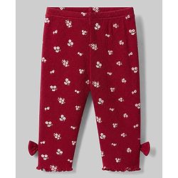 Babyhug 100% Cotton Knit Full Sleeves Top and Leggings Set with Text & Floral Print - White