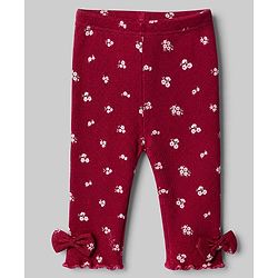 Babyhug 100% Cotton Knit Full Sleeves Top and Leggings Set with Text & Floral Print - White