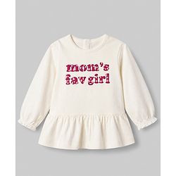 Babyhug 100% Cotton Knit Full Sleeves Top and Leggings Set with Text & Floral Print - White