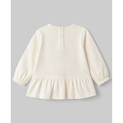 Babyhug 100% Cotton Knit Full Sleeves Top and Leggings Set with Text & Floral Print - White