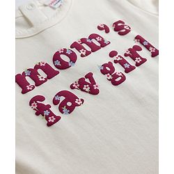 Babyhug 100% Cotton Knit Full Sleeves Top and Leggings Set with Text & Floral Print - White