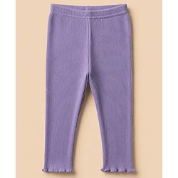 Babyhug 100% Cotton Single Jersey Knit Full Sleeves Top and Leggings with Frill Details and Floral Print - White & Lavender
