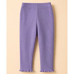 Babyhug 100% Cotton Single Jersey Knit Full Sleeves Top and Leggings with Frill Details and Floral Print - White & Lavender