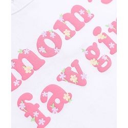 Babyhug 100% Cotton Single Jersey Knit Full Sleeves Top and Leggings with Full Length and Mom' Fav Girl Print & Bow Applique in White & Pink