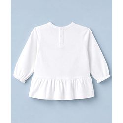 Babyhug 100% Cotton Single Jersey Knit Full Sleeves Top and Leggings with Full Length and Mom' Fav Girl Print & Bow Applique in White & Pink