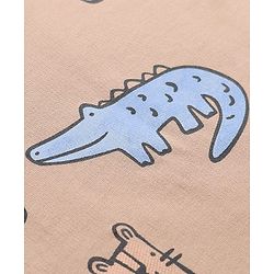 Babyhug 100% Cotton Terry Knit Striped Sweatshirts with Full Sleeves & Animal Print Pack of 2 - Light Blue & Brown