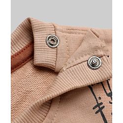 Babyhug 100% Cotton Terry Knit Striped Sweatshirts with Full Sleeves & Animal Print Pack of 2 - Light Blue & Brown