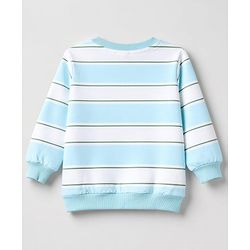 Babyhug 100% Cotton Terry Knit Striped Sweatshirt with Full Sleeves & Cars Print Pack of 2 - Light Blue & Light Green