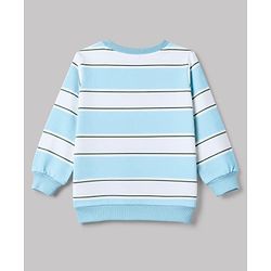 Babyhug 100% Cotton Terry Knit Striped Sweatshirt with Full Sleeves & Cars Print Pack of 2 - Light Blue & Light Green