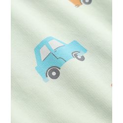 Babyhug 100% Cotton Terry Knit Striped Sweatshirt with Full Sleeves & Cars Print Pack of 2 - Light Blue & Light Green
