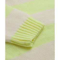 Babyhug Knit Full Sleeves Striped Sweater Set - Lime Green