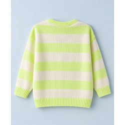 Babyhug Knit Full Sleeves Striped Sweater Set - Lime Green