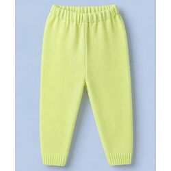 Babyhug Knit Full Sleeves Striped Sweater Set - Lime Green