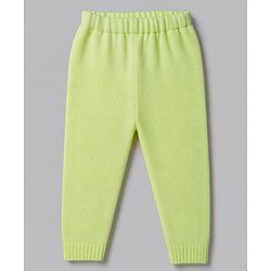 Babyhug Knit Full Sleeves Sweater Set With Stripes - Limegreen