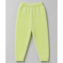 Babyhug Knit Full Sleeves Sweater Set With Stripes - Limegreen