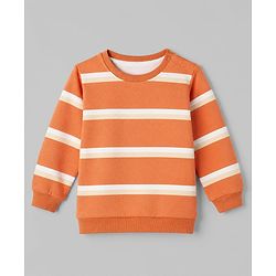 Babyhug 100% Cotton Terry Knit Sweatshirts with Full Sleeves and Bear Print in Pack of 2 in Brown & Orange