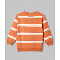 Babyhug 100% Cotton Terry Knit Sweatshirts with Full Sleeves and Bear Print in Pack of 2 in Brown & Orange