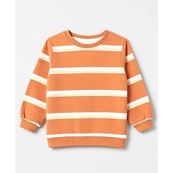 Babyhug 100% Cotton Terry Knit Sweatshirts with Full Sleeves and Bear Print in Pack of 2 in Brown & Orange