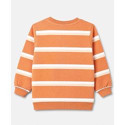 Babyhug 100% Cotton Terry Knit Sweatshirts with Full Sleeves and Bear Print in Pack of 2 in Brown & Orange