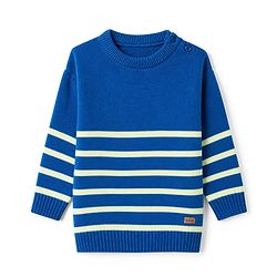 Babyhug Knit Full Sleeves Striped Sweater Set - Blue